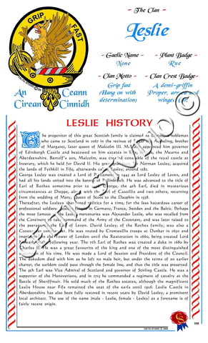 Leslie Scottish Clan History