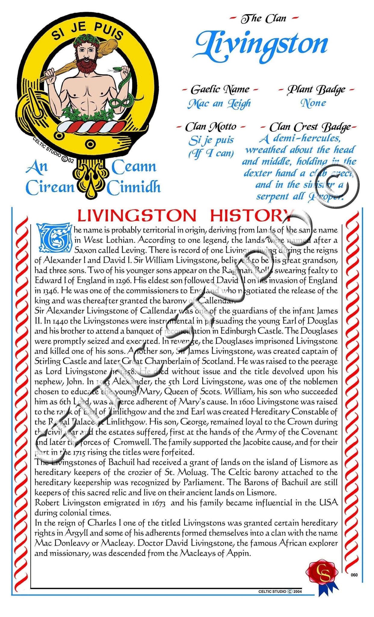 Livingston Scottish Clan History