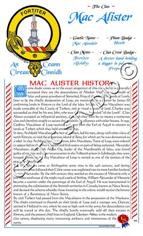 MacAlister Scottish Clan History