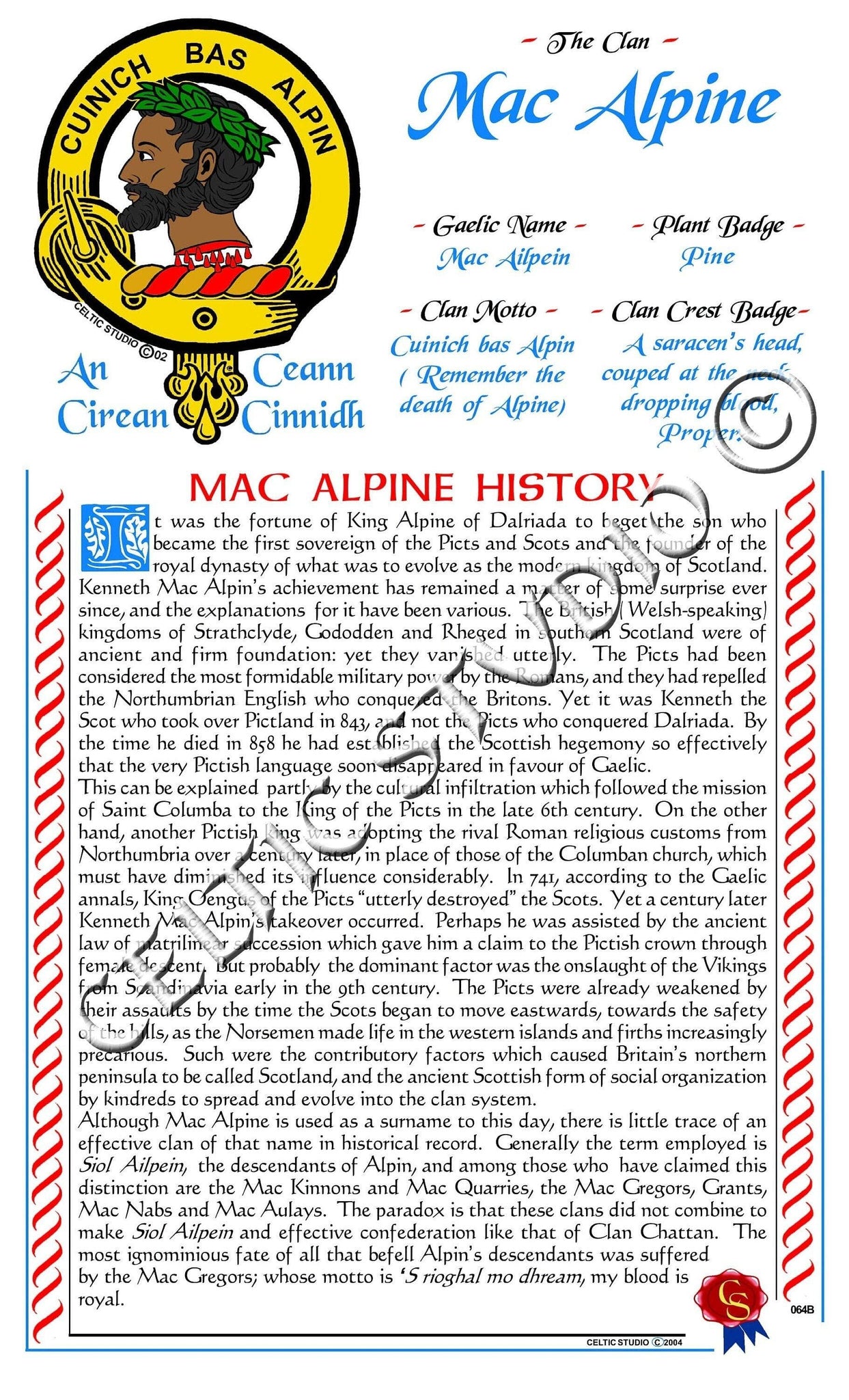 MacAlpine Scottish Clan History
