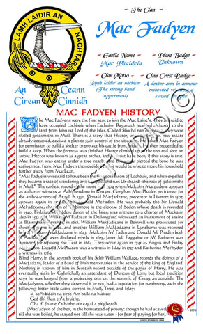 MacFadyen Scottish Clan History
