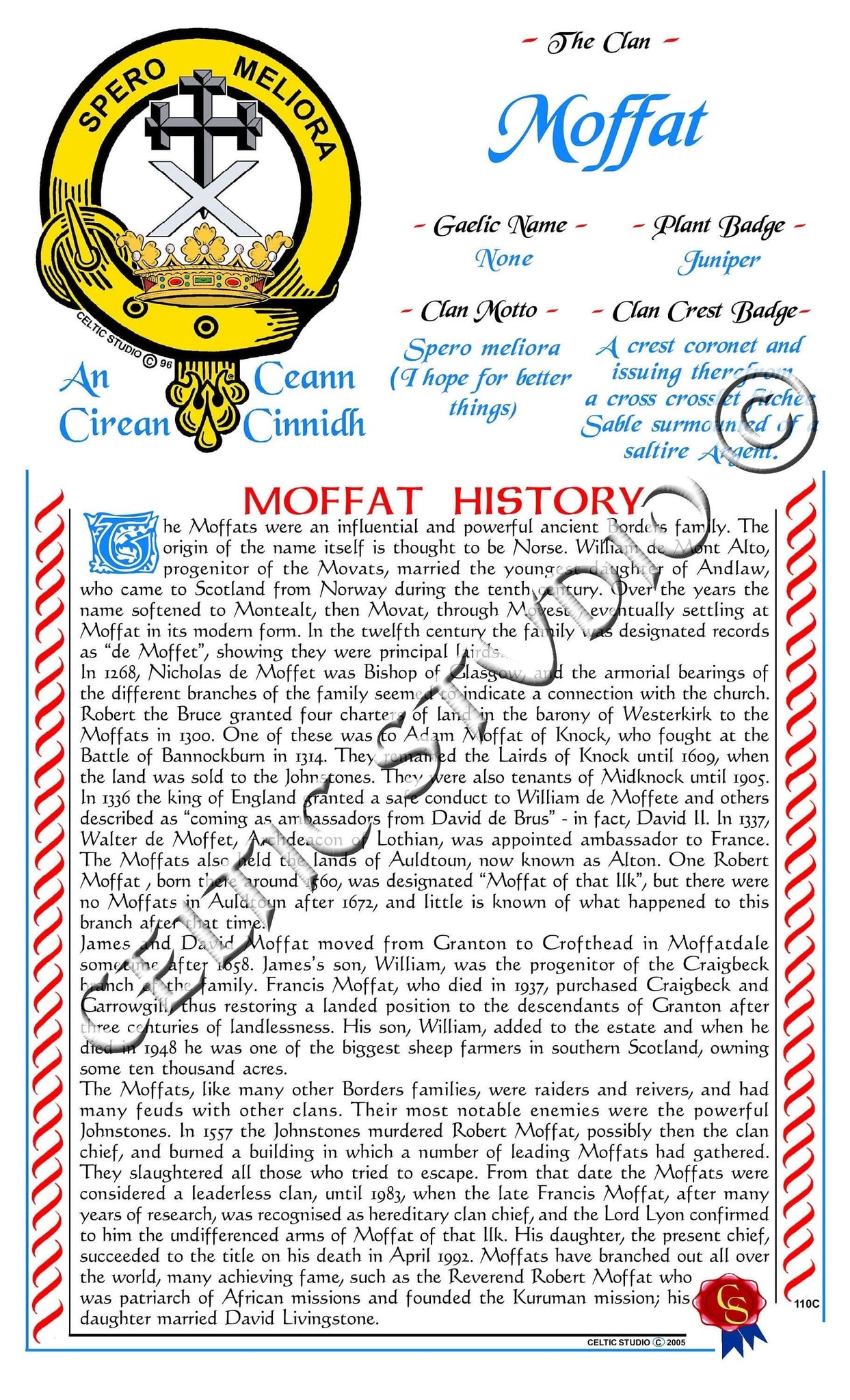 Moffat Scottish Clan History