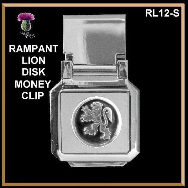 Rampant Lion Disk Money Clip, Symbol Of Scotland