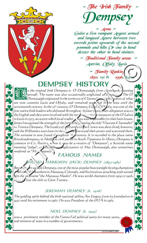 Dempsey Irish Family History