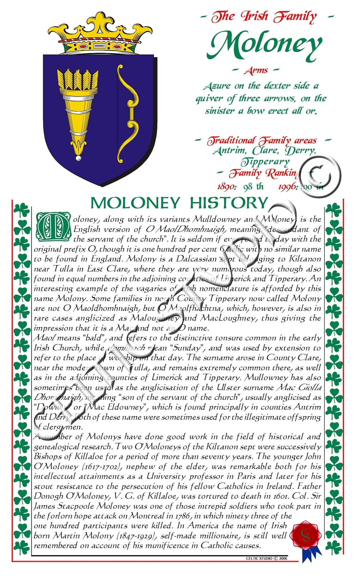 Moloney Irish Family History