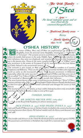 O'Shea Irish Family History