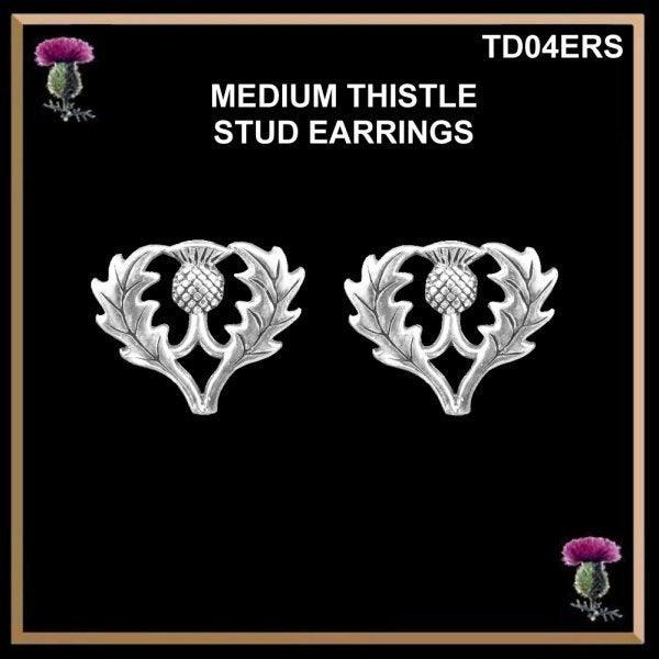 Medium Thistle Earrings Scottish Emblem