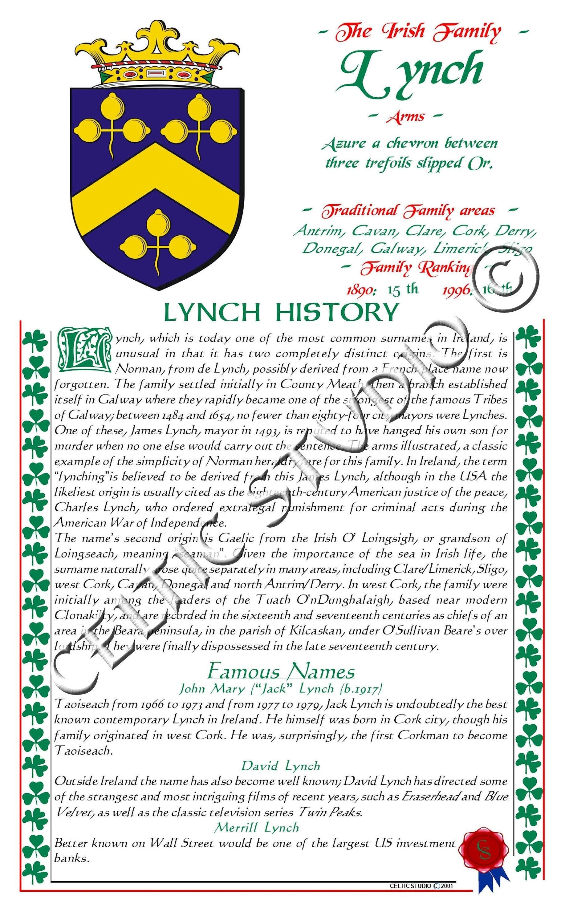 Lynch Family Name Origin