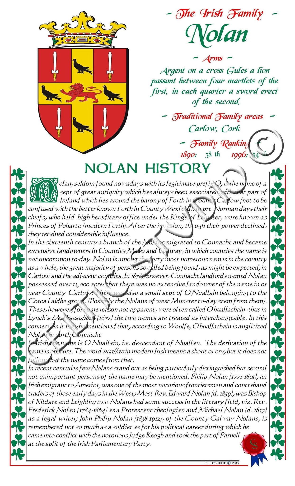 Nolan Irish Family History