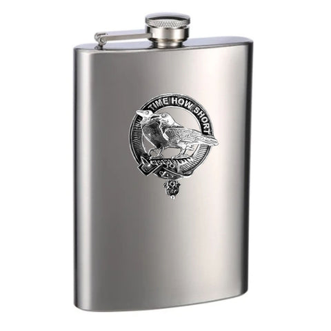 Akins 8oz Clan Crest Scottish Badge Stainless Steel Flask