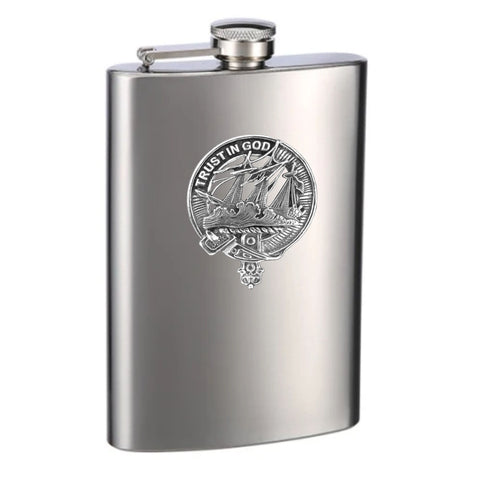 Harkness 8oz Clan Crest Scottish Badge Stainless Steel Flask