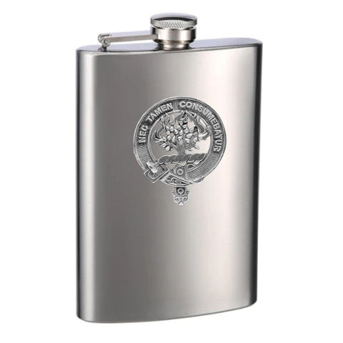 Clergy 8oz Clan Crest Scottish Badge Stainless Steel Flask