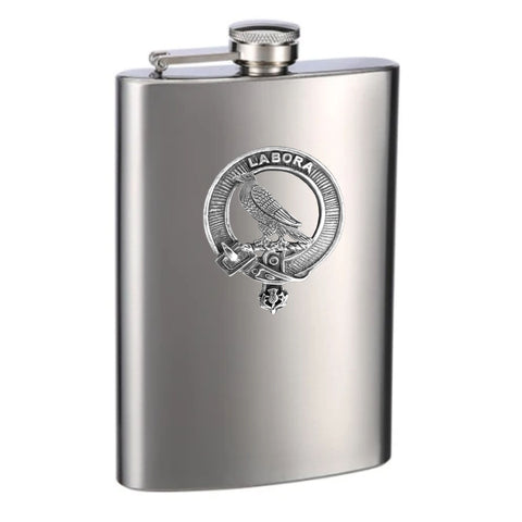 MacKie 8oz Clan Crest Scottish Badge Stainless Steel Flask