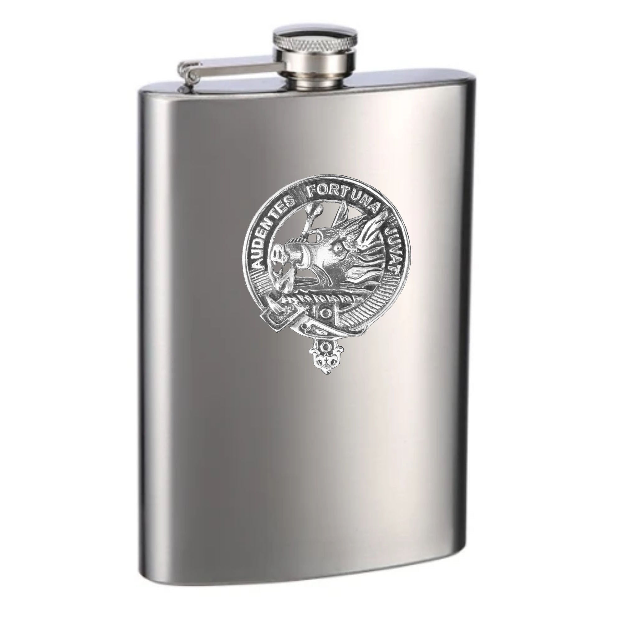 MacKinnon 8oz Clan Crest Scottish Badge Stainless Steel Flask
