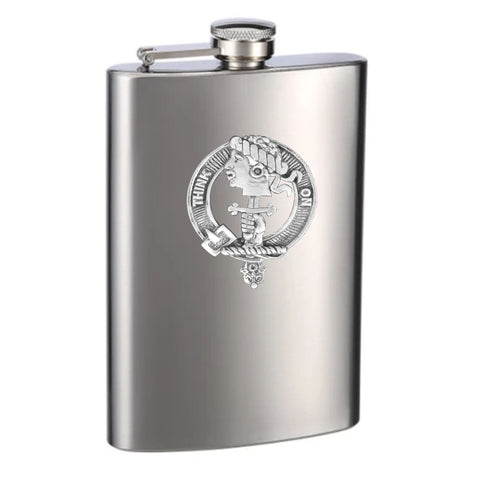 MacLellan 8oz Clan Crest Scottish Badge Stainless Steel Flask