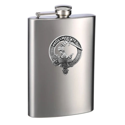 Wallace 8oz Clan Crest Scottish Badge Stainless Steel Flask