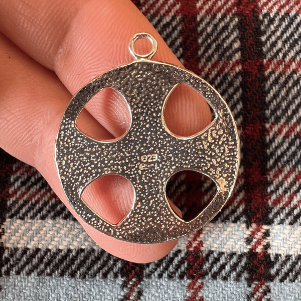 Round Celtic Sun Knot Cross Pendant - Sterling Silver, Irish Cross