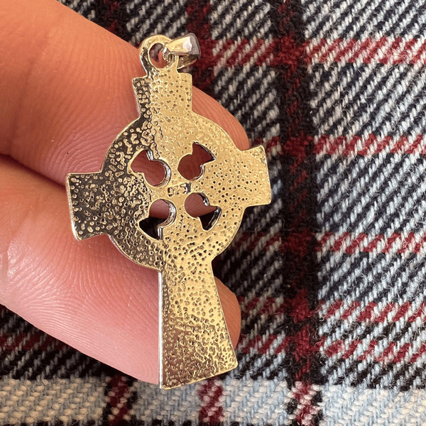 Antiqued Celtic Cross Pendant - Stereling Silver, Irish Cross