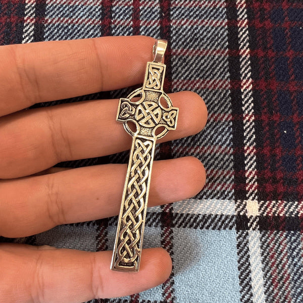 Celtic Knot Cross Pendant - Sterling Silver, Irish Cross