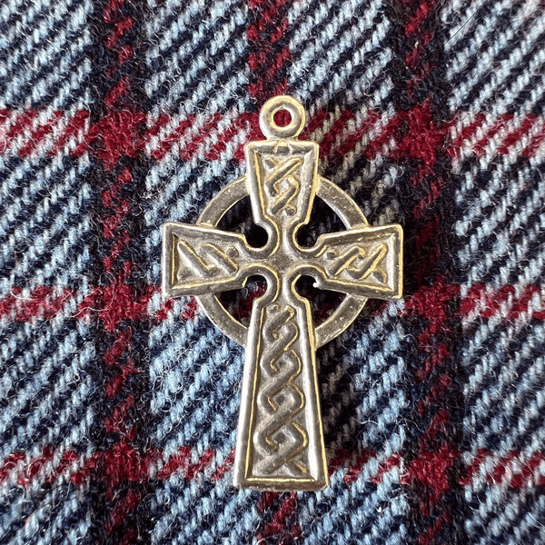 Double Sided Celtic Cross Pendant - Sterling Silver, Irish Cross