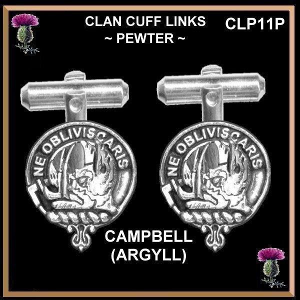 Clan Crest Scottish Cufflinks - Pewter - All Clans
