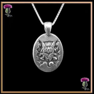 Scottish Thistle Oval Pendant - Sterling Silver