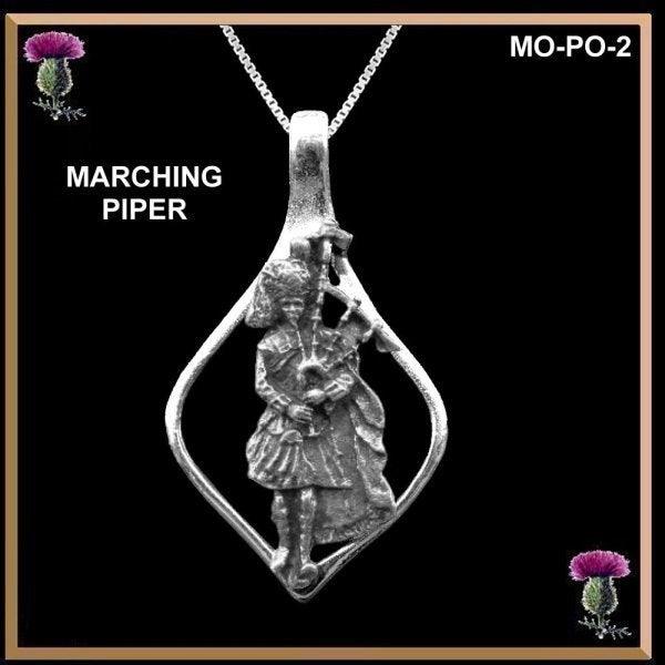 Marching Piper Oval Pendant - Sterling Silver