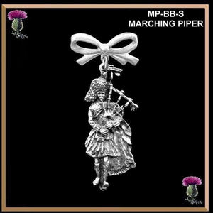 Marching Piper Bow Brooch Scottish Highland Pin