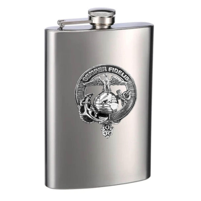 United States Marine Corps Badge Stainless Steel 8 oz Flask - Officially Licensed Product of the Marine Corps