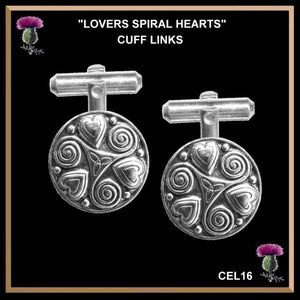 Celtic Lovers Spiral Hearts Cuff Links CEL16