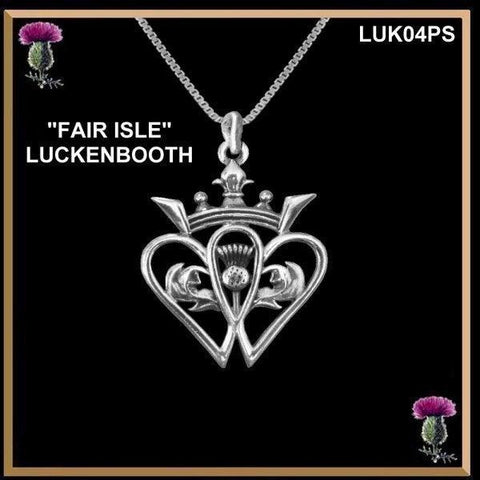 Luckenbooth Fair Isle Scottish Pendant Thistle Heart Crown