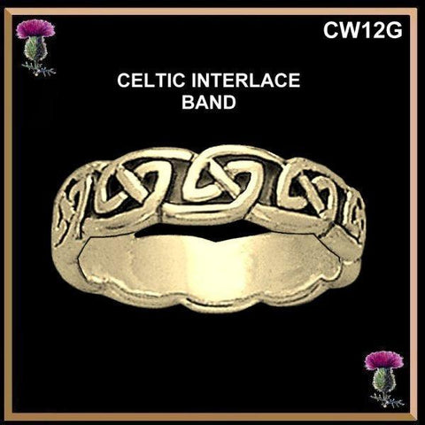 Celtic Interlace Wedding Ring, Celtic Knot Band - Gold CW12