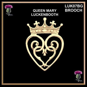 Scottish Luckenbooth Brooch, Queen Mary, 10K or 14K Solid Gold, Large Pin