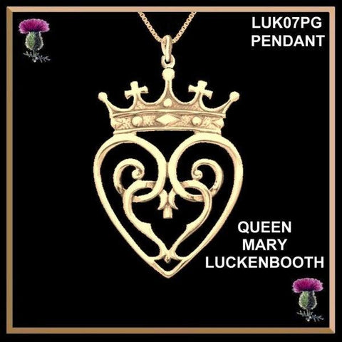 Scottish Luckenbooth Pendant, Queen Mary, 10K or 14K Gold, Large Necklace