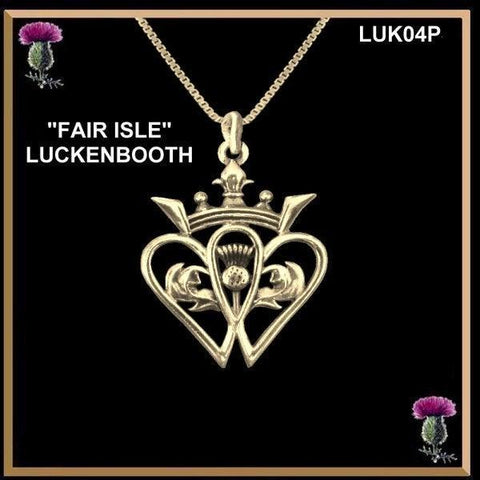 Luckenbooth "Fair Isle" Medium Scottish Pendant  - 10K Gold - LUK04