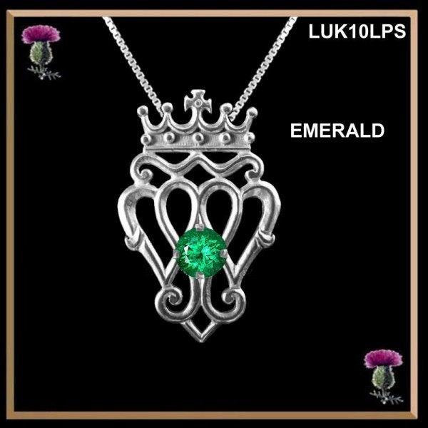 Queen Mary Medium Luckenbooth Pendant with Gemstone - Sterling Silver