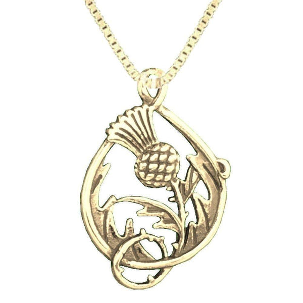 Spirit Of Scotland Double Sided Thistle Pendant ~ Sterling Silver, 10K, 14K Gold