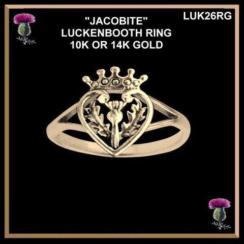 Jacobite Gold Luckenbooth Ring Scottish Wedding Love Token 10K or 14K Solid Gold