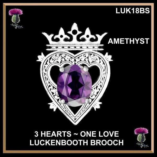 3 Hearts One Love Luckenbooth Brooch Gemstone Scottish