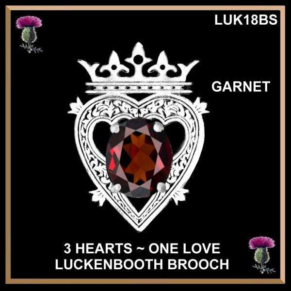 3 Hearts One Love Luckenbooth Brooch Gemstone Scottish