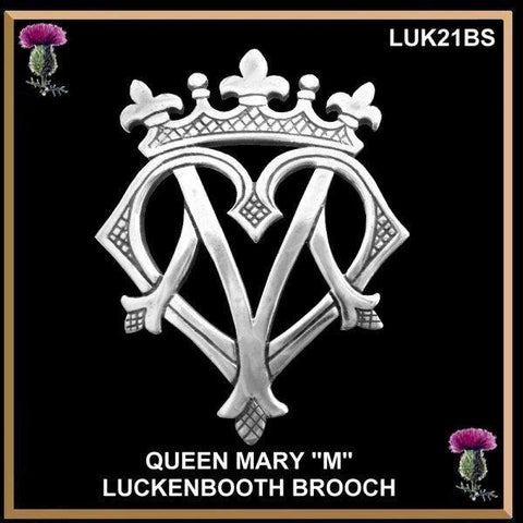 Queen Mary "M" Luckenbooth Brooch Scottish Pin - Sterling Silver LUK21