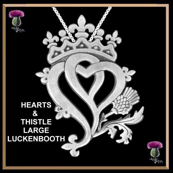 Luckenbooth Hearts and Thistle Large Pendant, Scottish Wedding