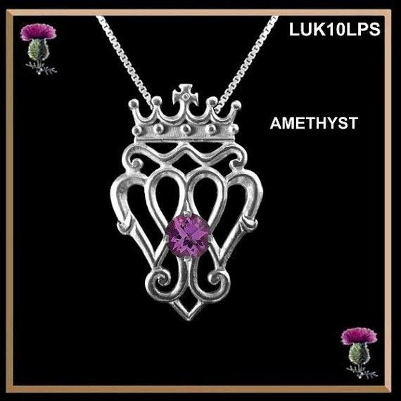 Queen Mary Medium Luckenbooth Pendant with Gemstone - Sterling Silver