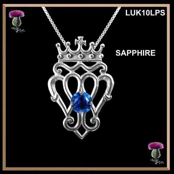 Queen Mary Medium Luckenbooth Pendant with Gemstone - Sterling Silver