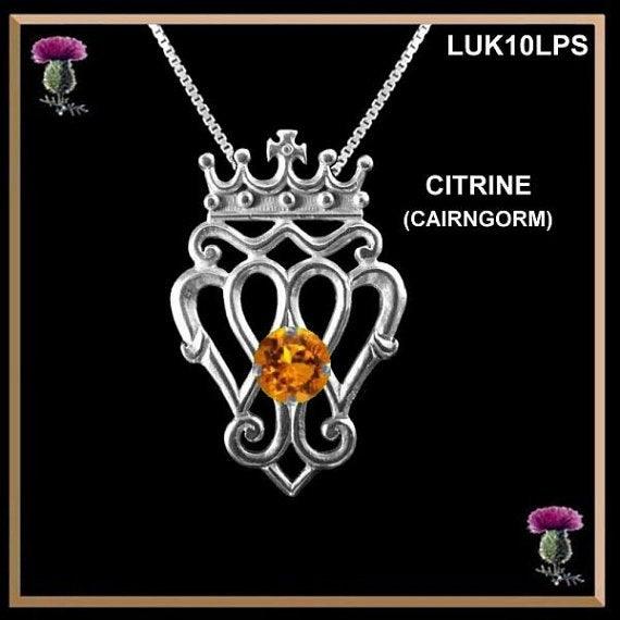 Queen Mary Medium Luckenbooth Pendant with Gemstone - Sterling Silver