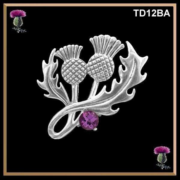 Double Headed Thistle Brooch Scottish Cairngorm Topaz Citrine Amethyst