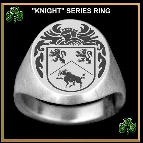 Knight Coat of Arms Ring Sterling Silver - All Names