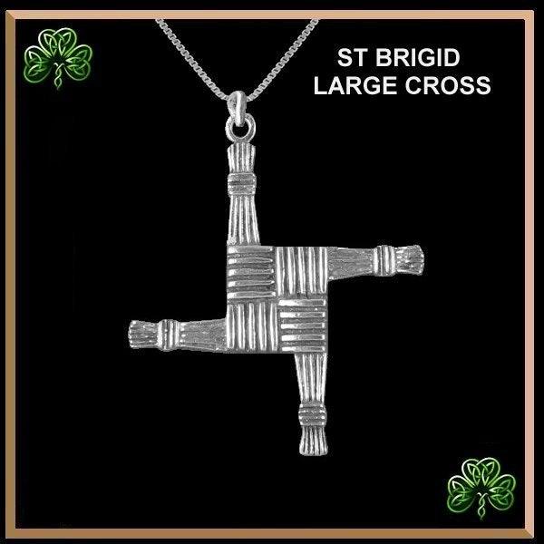 St. Brigid Large Cross, Irish Pendant - Sterling Silver
