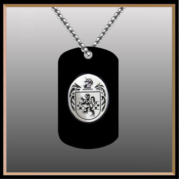 Irish Coat Of Arms Black Dog Tag With Pewter Charm - All Names