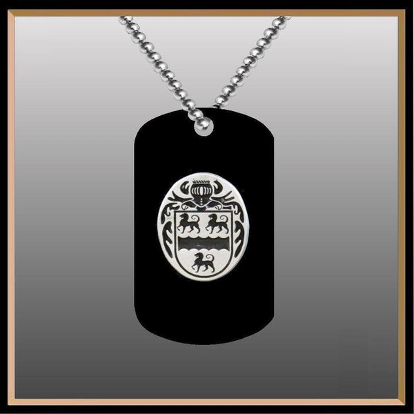 Irish Coat Of Arms Black Dog Tag With Pewter Charm - All Names